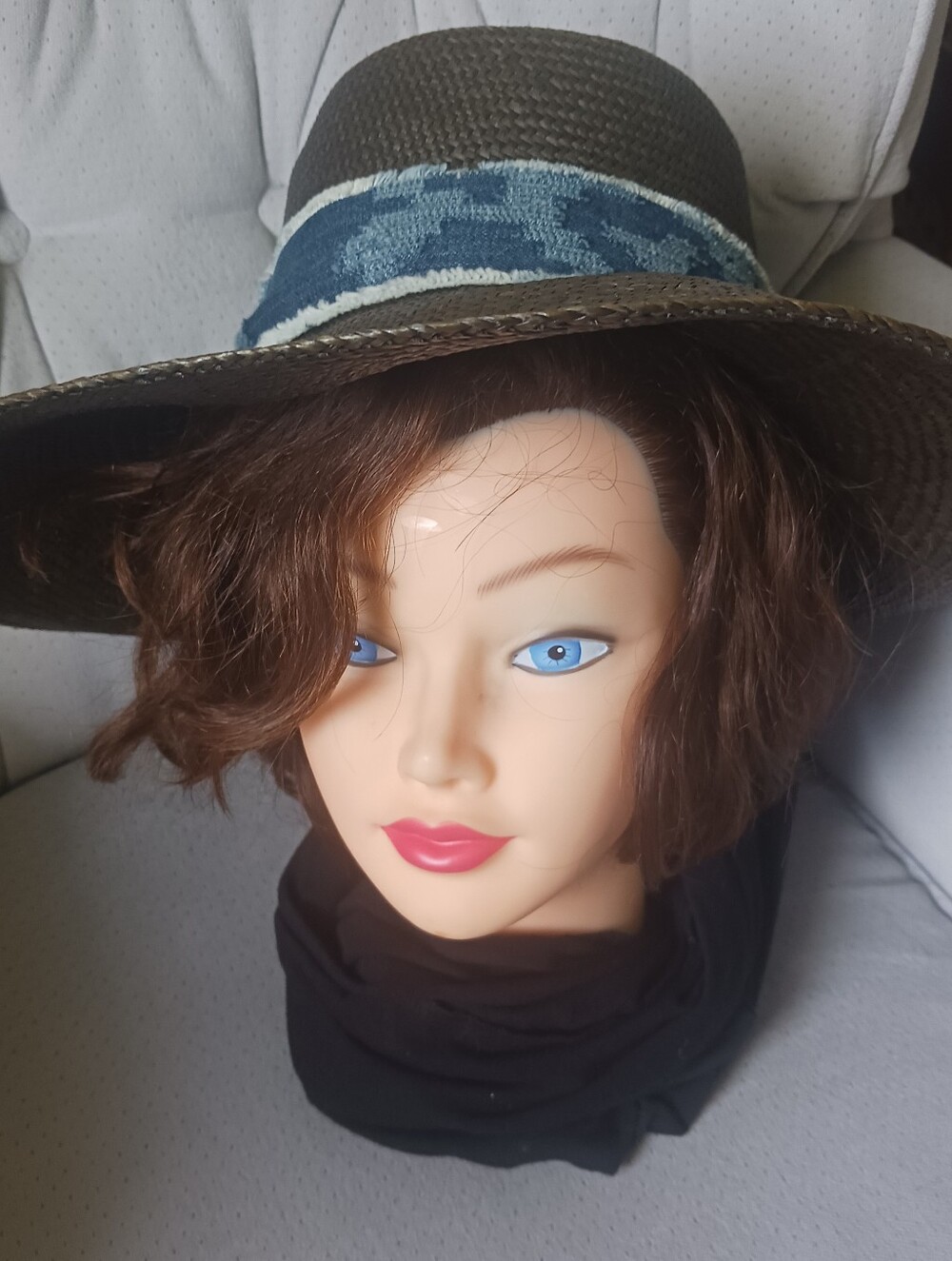 rag & bone Brown Straw Hat with Blue Band